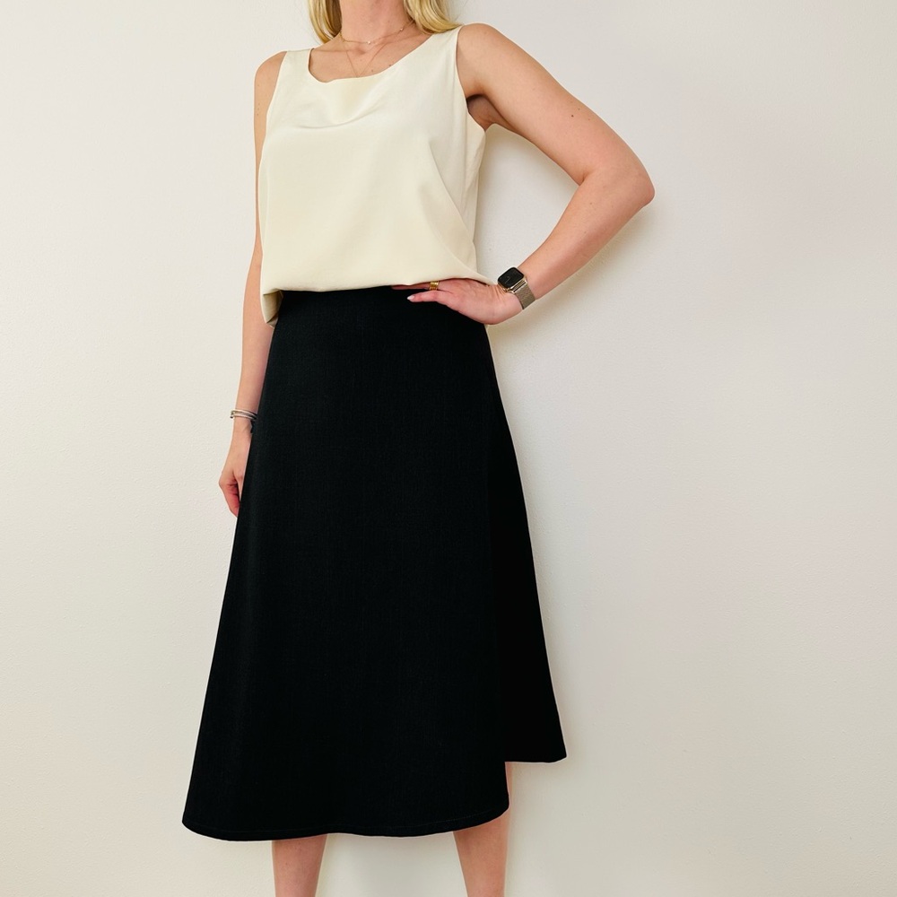 New Zara Asymmetric Cape Elegant Gray High Waisted Midi Skirt